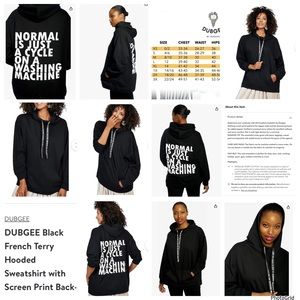 Dubgee 1X plus size black French terry hoodie sweatshirt NWT